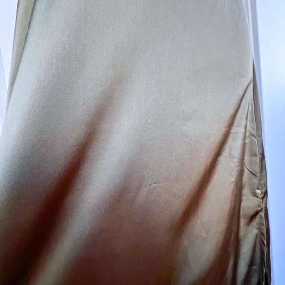 THE DROP Dark Olive Ana Silky V-Neck Midi Slip Dress Size L - Picture 10 of 11
